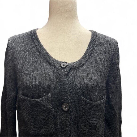 Gap 90s Style Womens Alpaca Wool Gray Knit Button Up Dark Academia Sweater Large - Picture 2 of 7